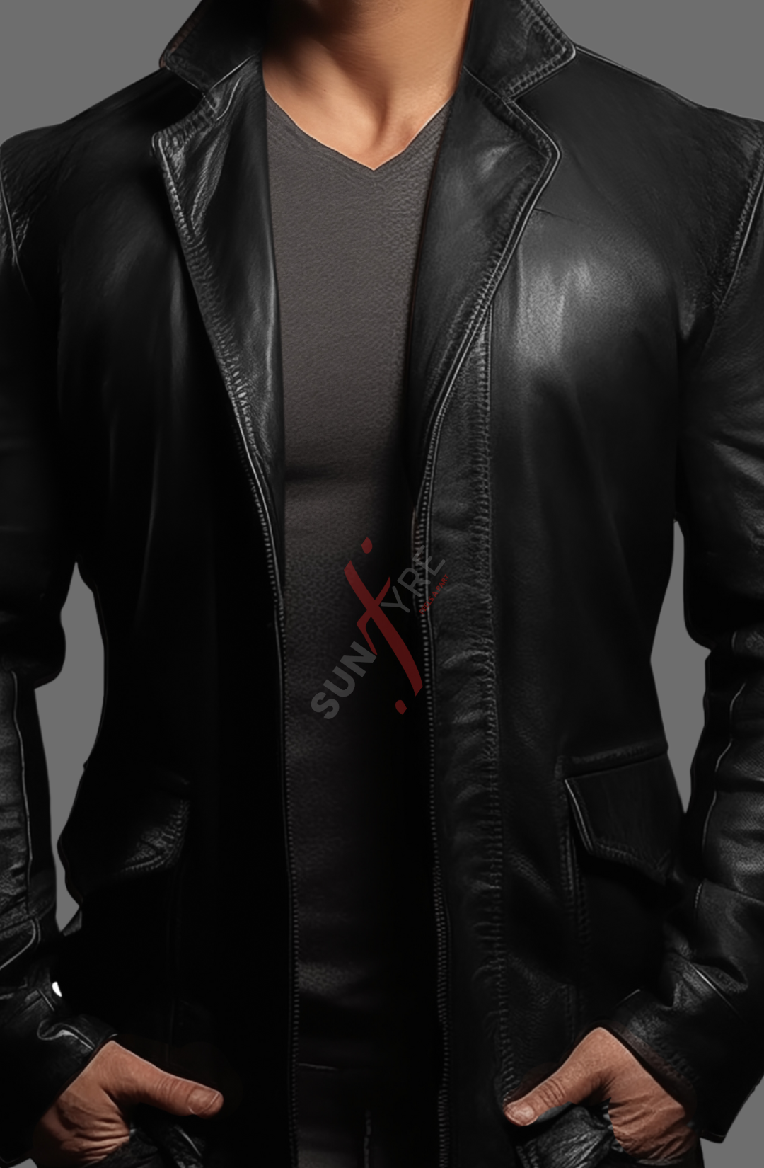 Original Sheepskin Black Body Fit Leather Blazer For Men (SF591)