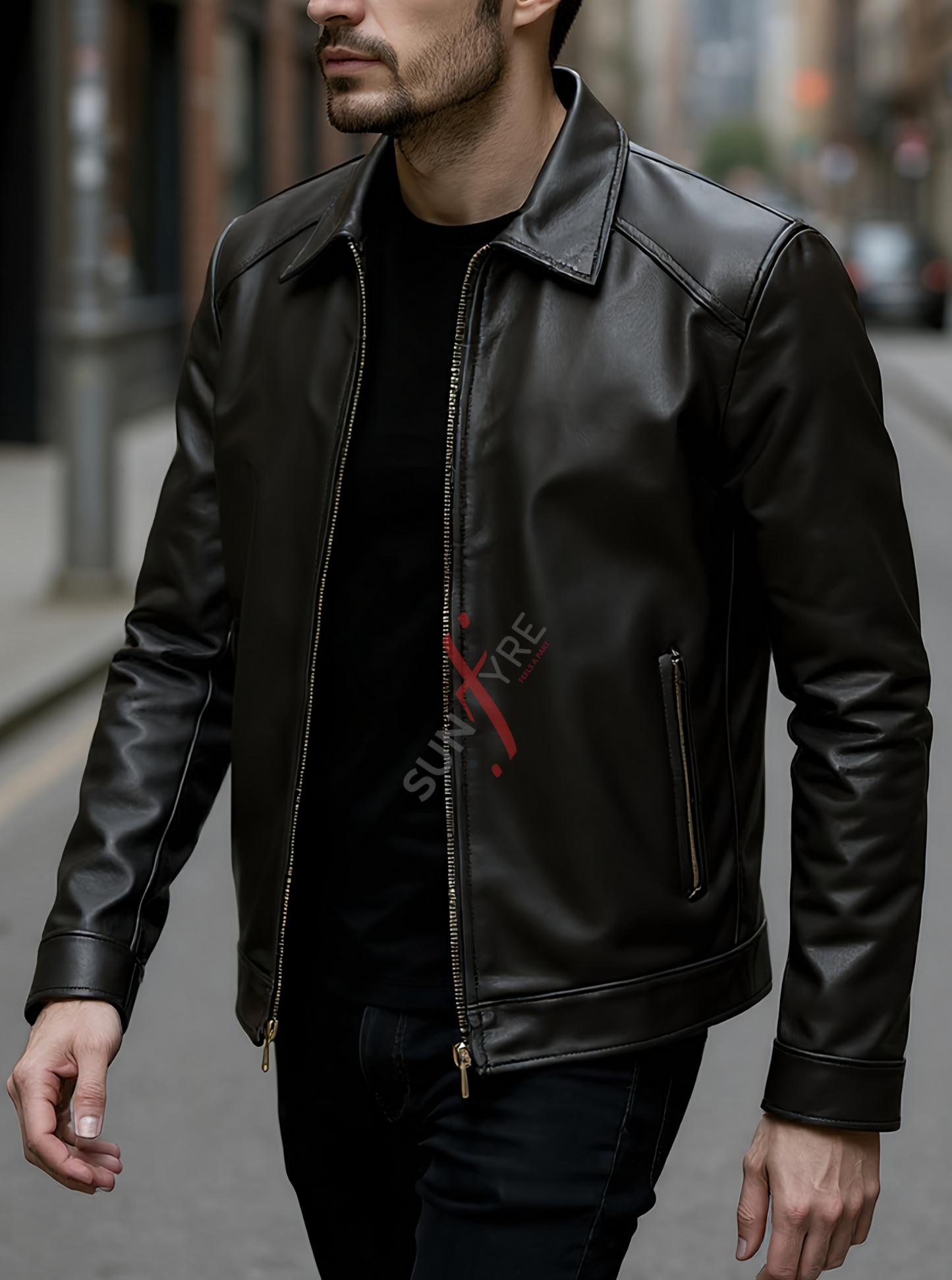 Conor Black Leather Jacket For Men (SF576)