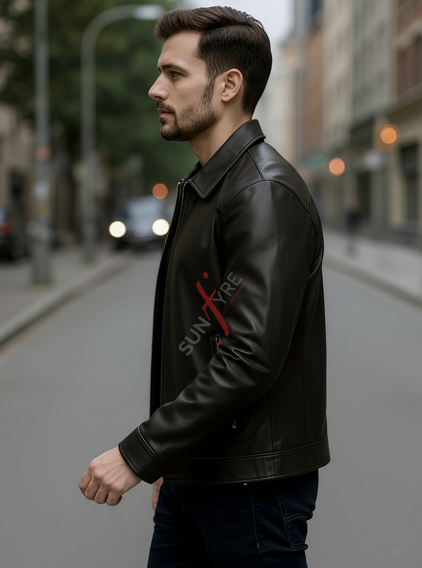 Conor Black Leather Jacket For Men (SF576)