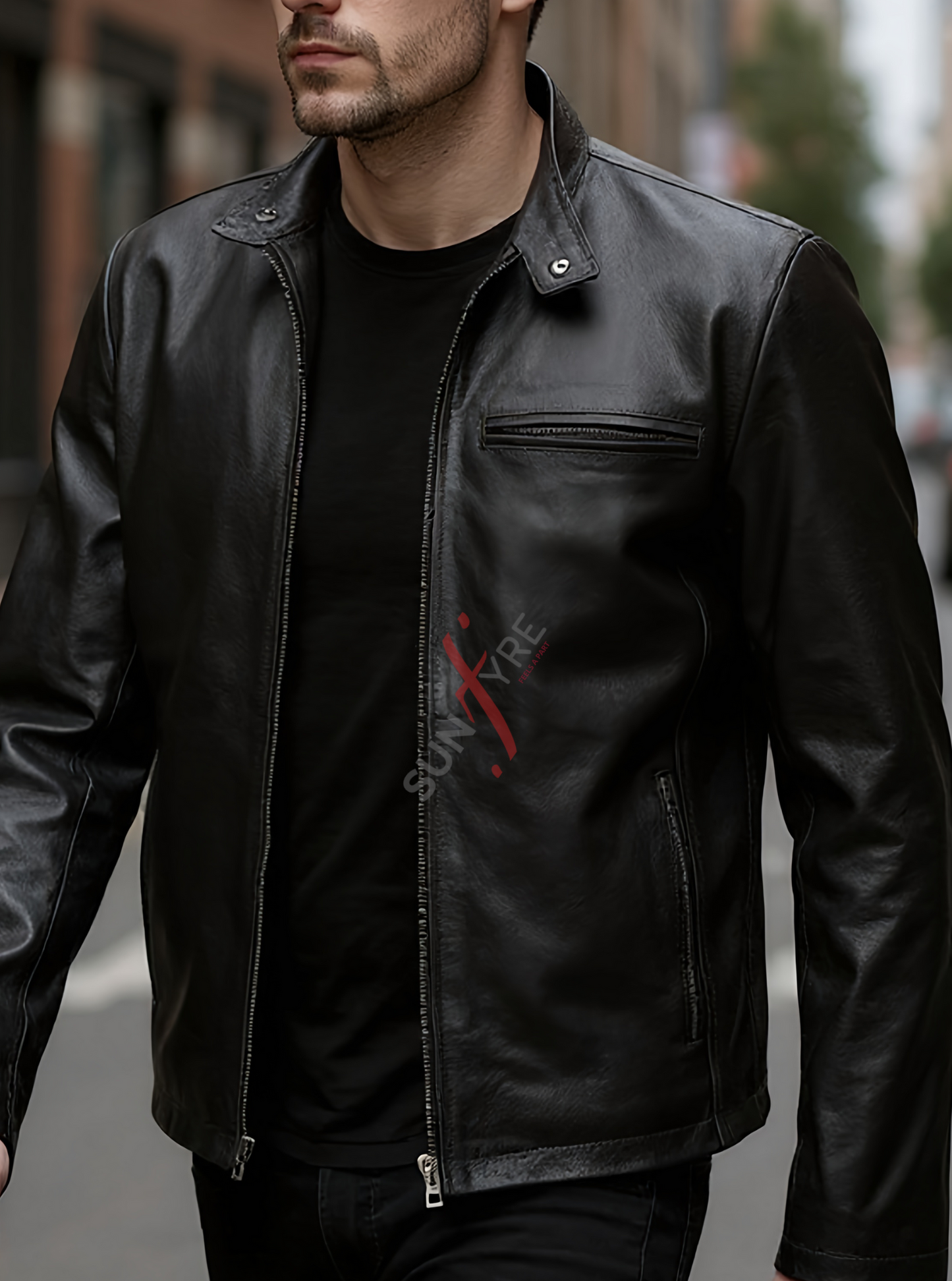 Viktor Black Racer Leather Jacket For Men (SF572)
