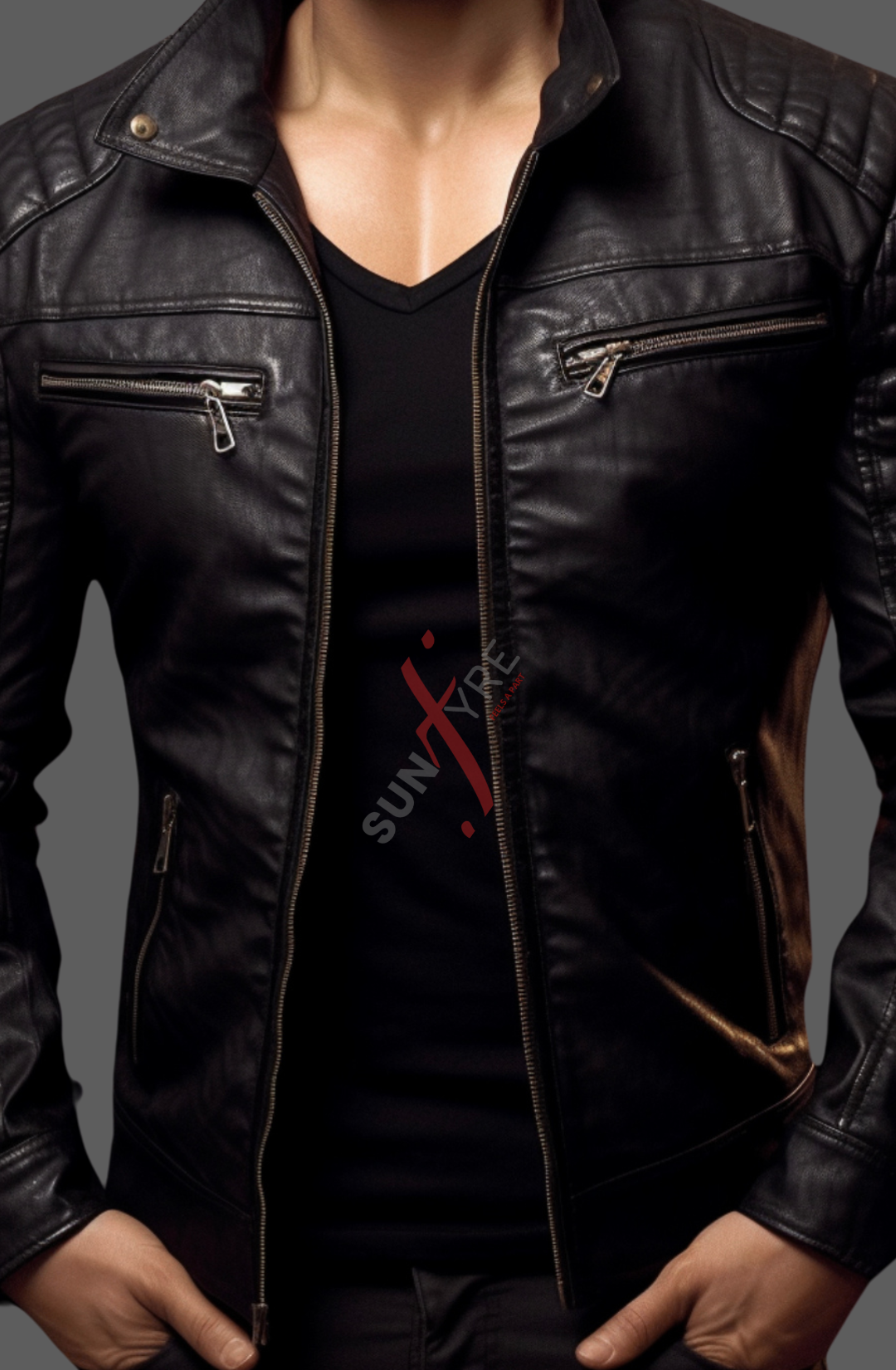 Original Sheepskin Black Snuffed Motorcycle Leather Jacket