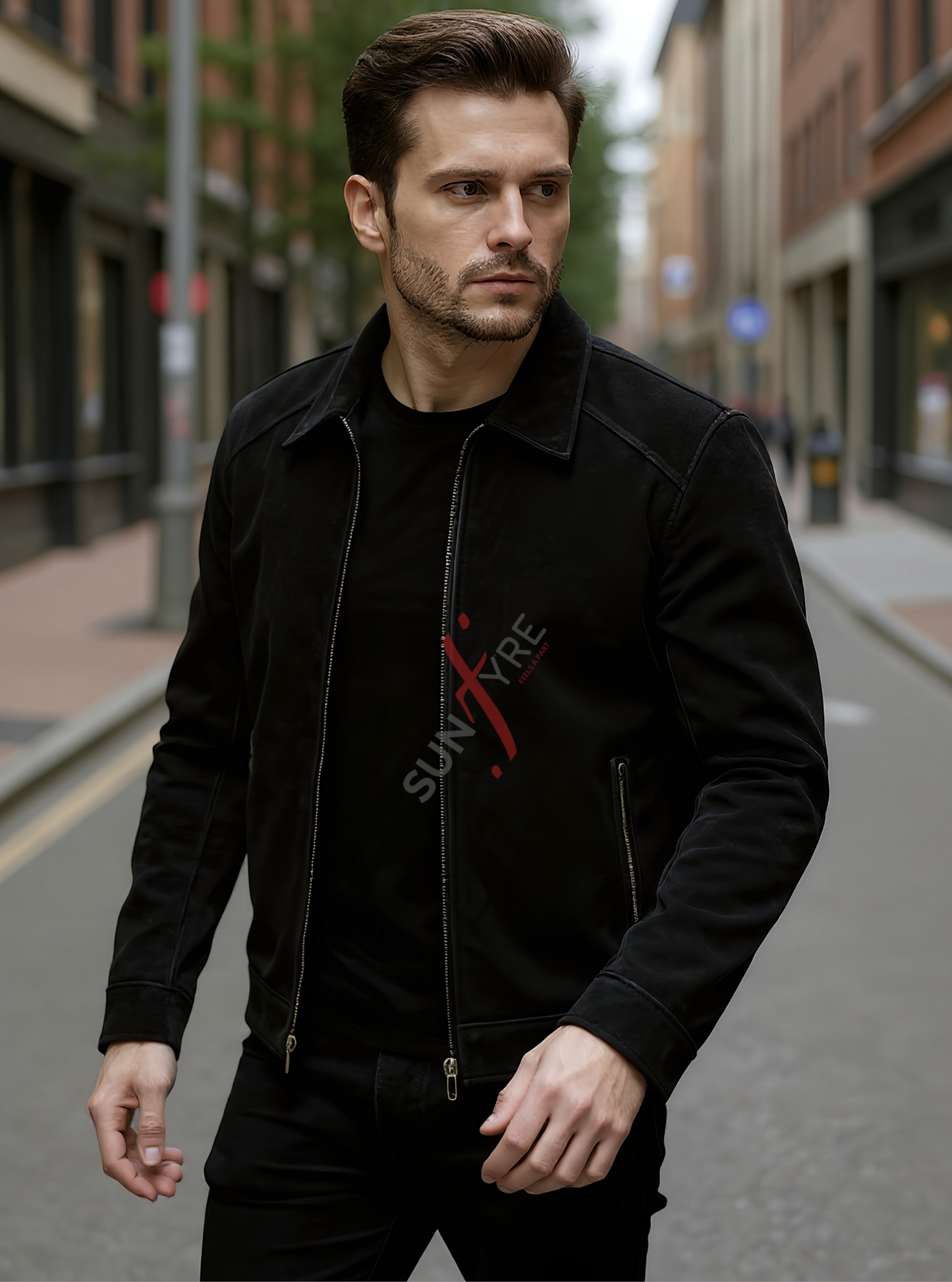 Conor Nubuk Black Leather Jacket For Men (SF531)