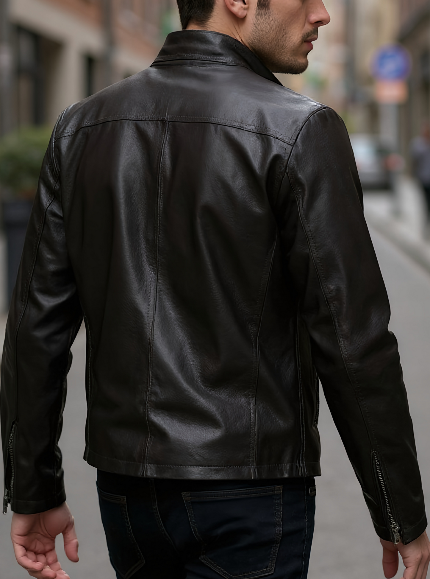 Viktor Black Racer Leather Jacket For Men (SF572)