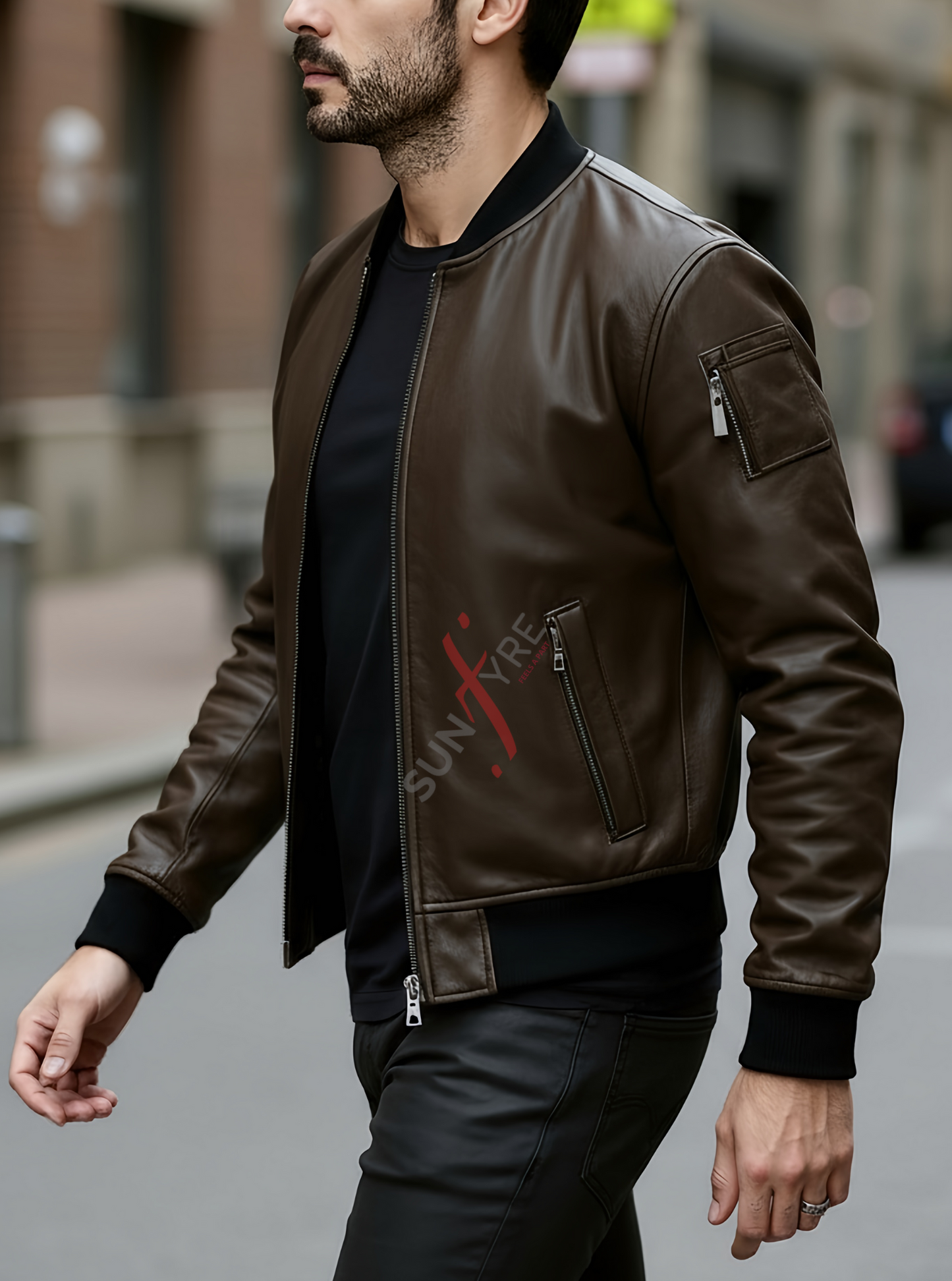 Daniel Coffee Brown Bomber Leather Jacket For Men (SF619)