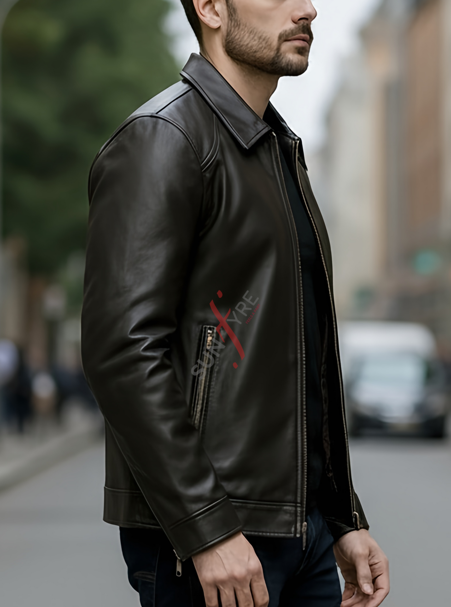 Conor Black Leather Jacket For Men (SF576)