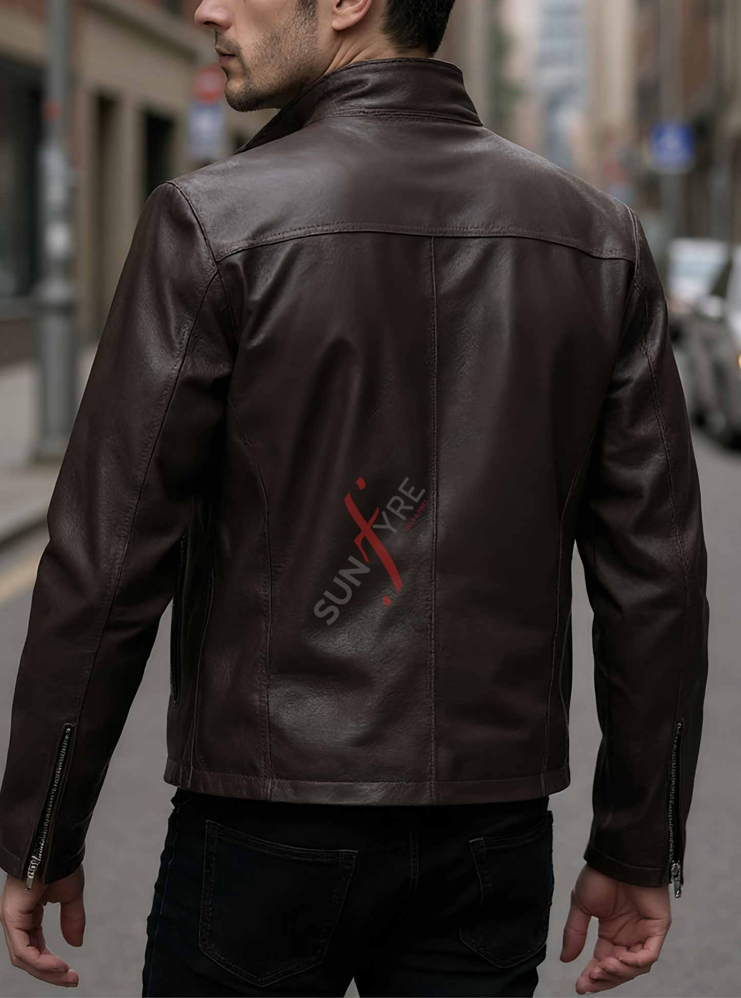 Viktor Coffee Brown Racer Leather Jacket For Men (SF569)