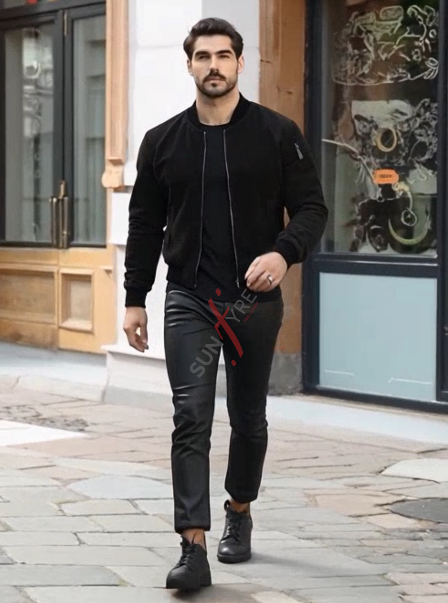 Daniel Nubuk Black Bomber Leather Jacket For Men (SF620)