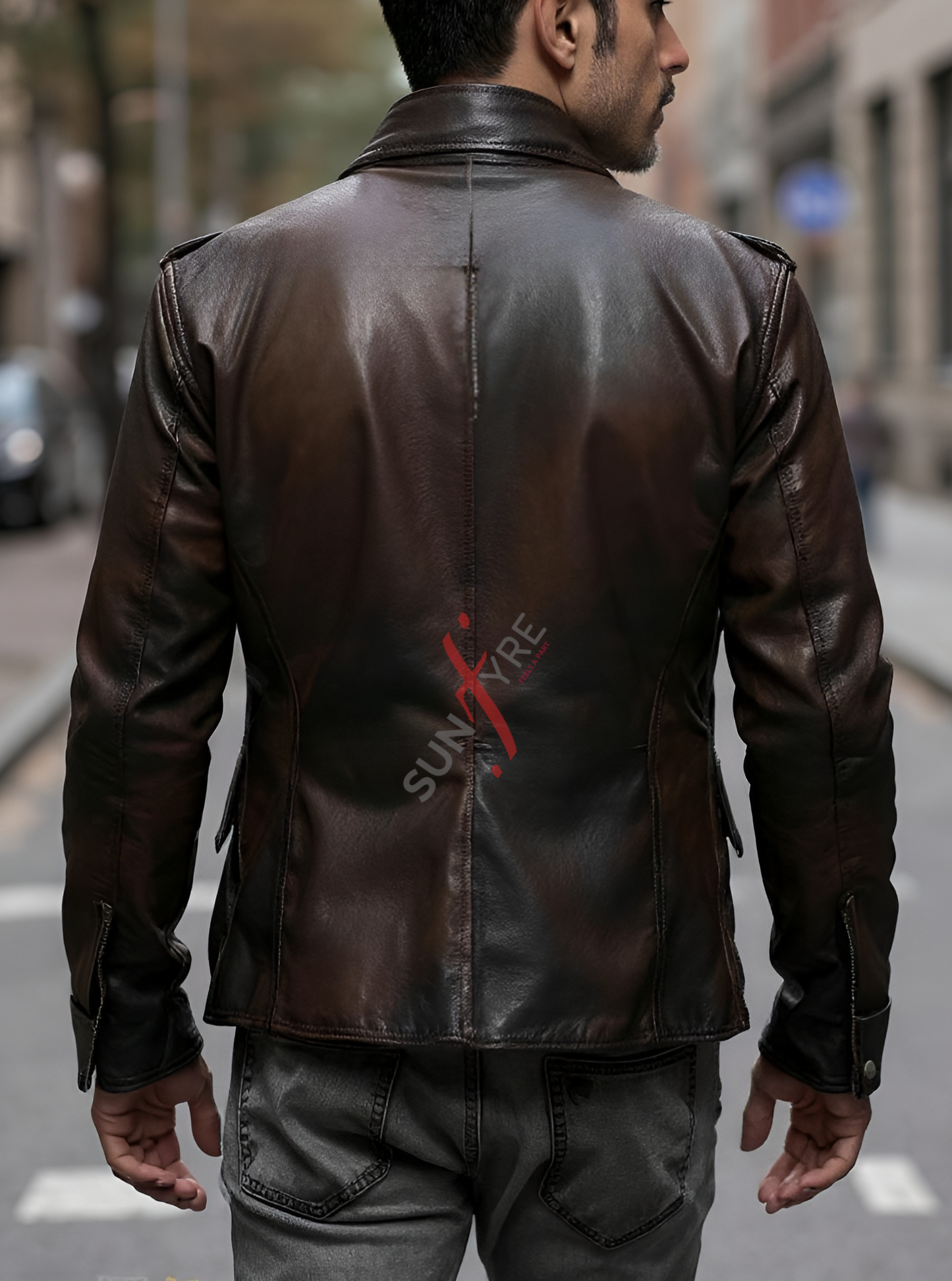 Distressed Dark Brown Leather Blazer For Men Real Sheepskin (SF533)