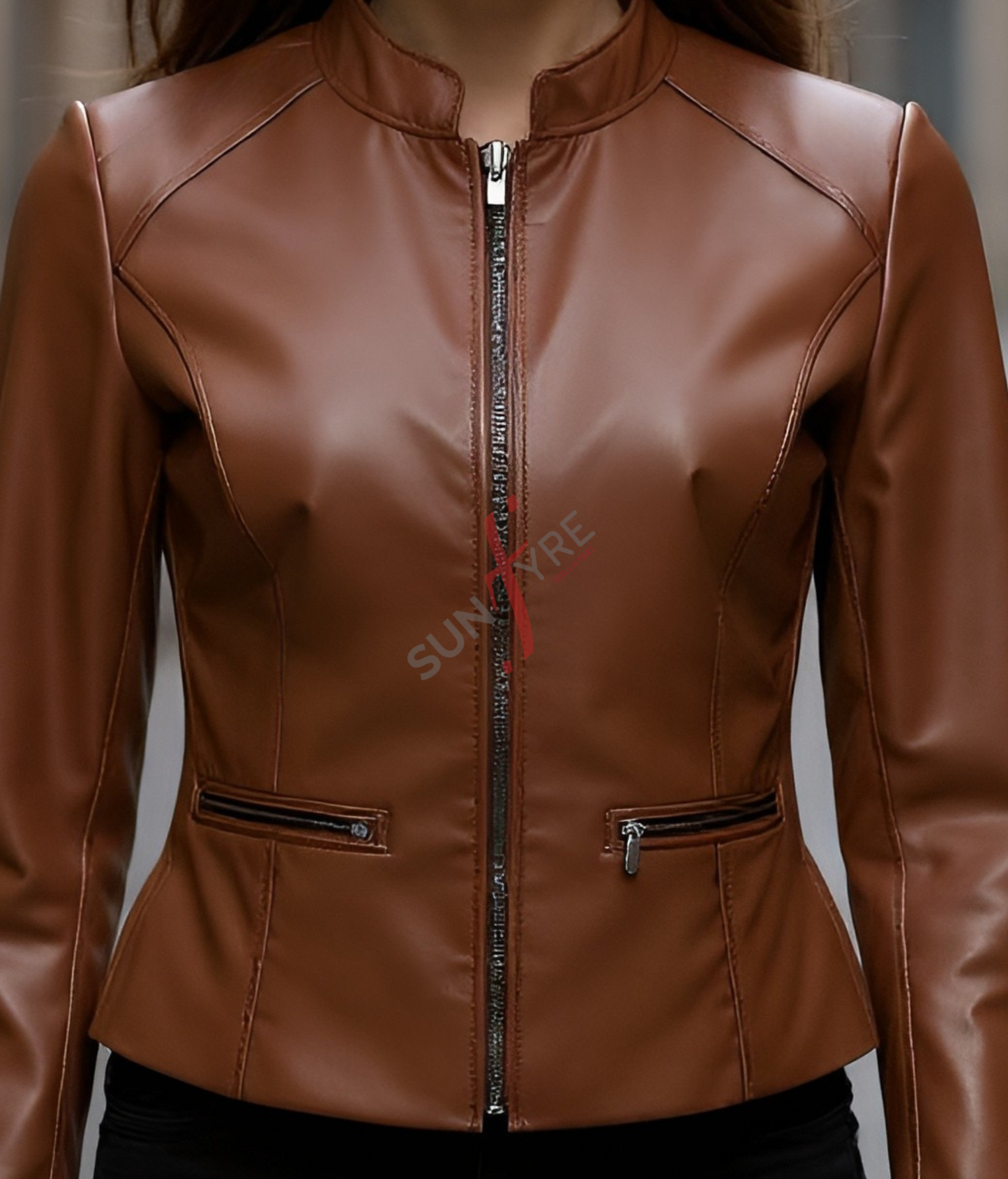 Brown Original Racer Leather Jacket For Women