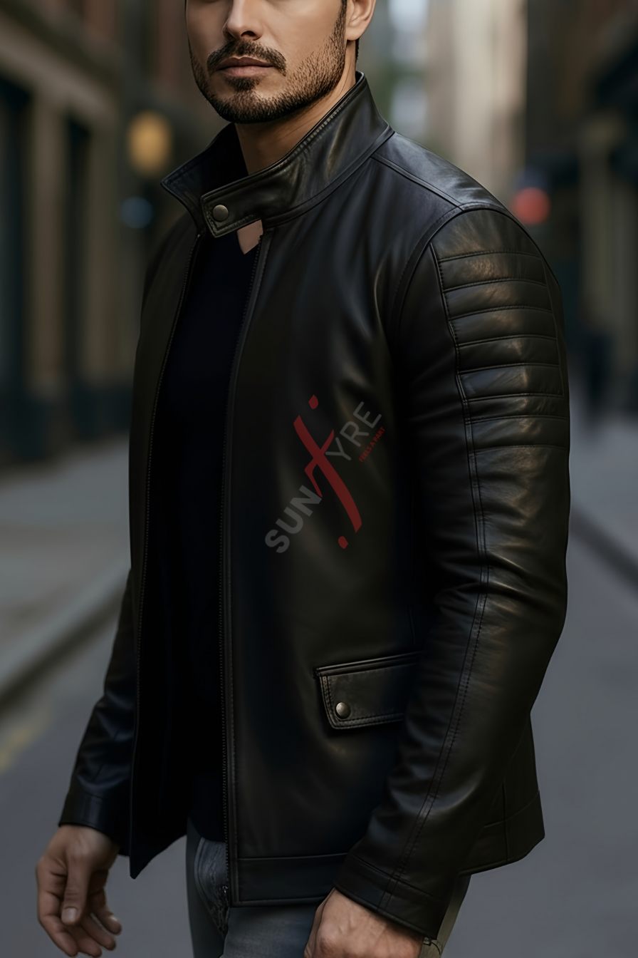 Pacino Black Leather Coat For Men (SF122)