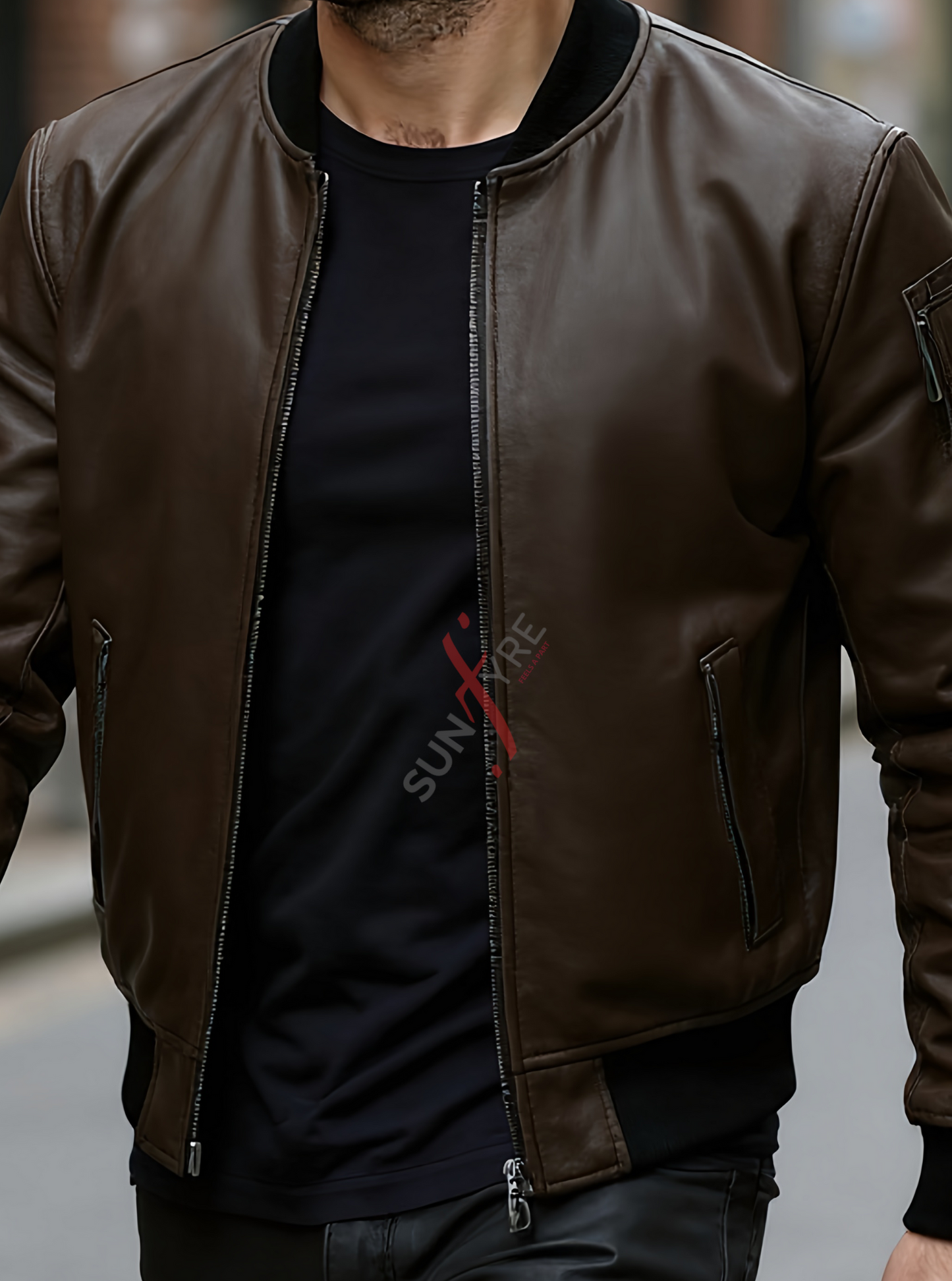 Daniel Coffee Brown Bomber Leather Jacket For Men (SF619)