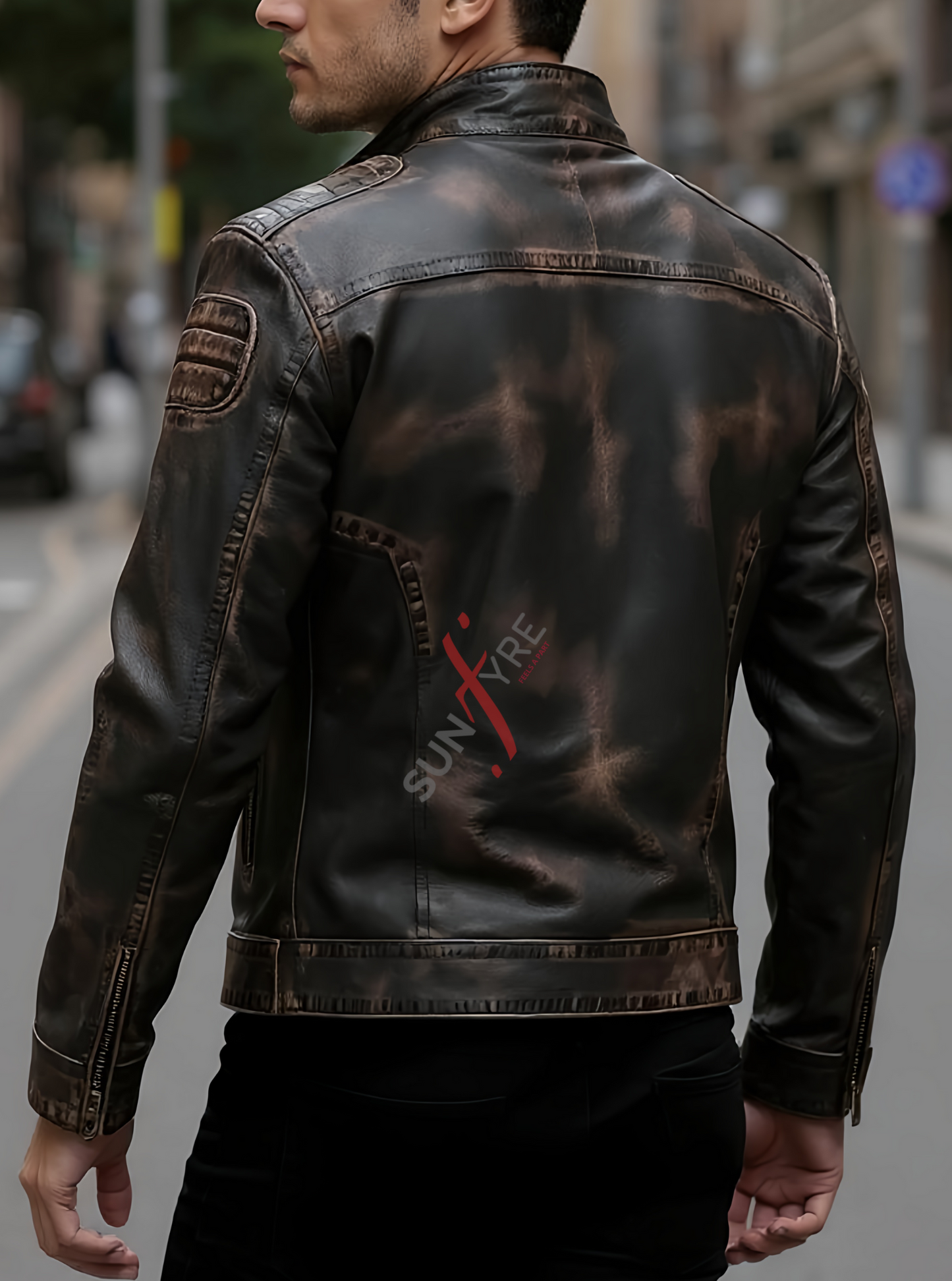 Cafe Racer Vintage style Brown Distressed Leather Jacket For Men (SF579)