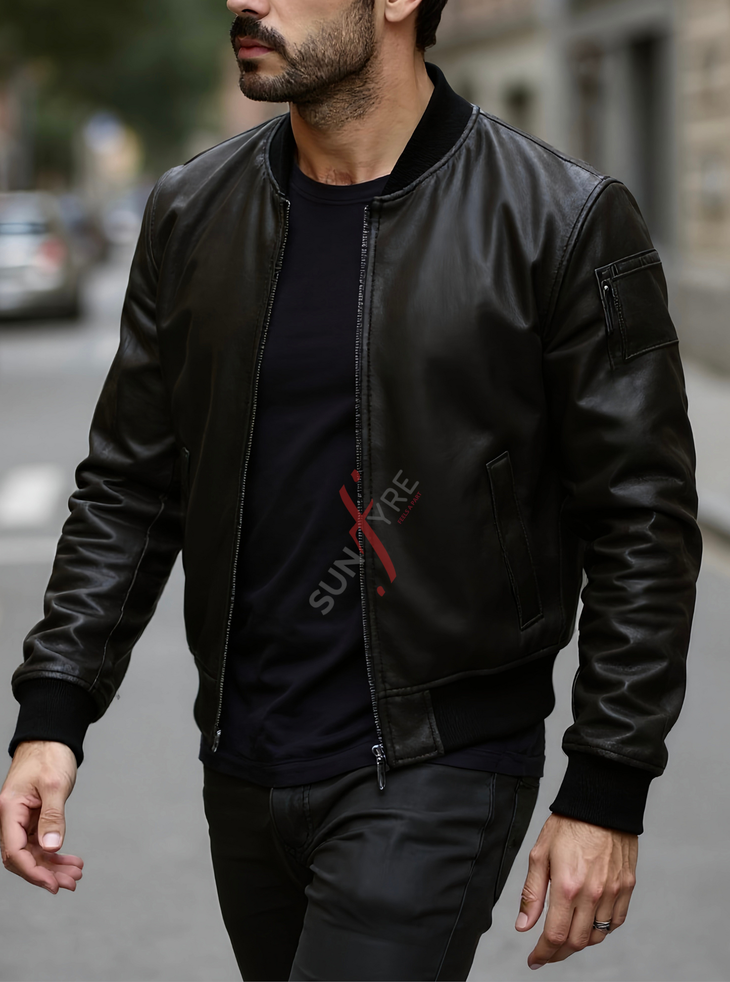 Daniel Matte Black Bomber Leather Jacket For Men (SF526)
