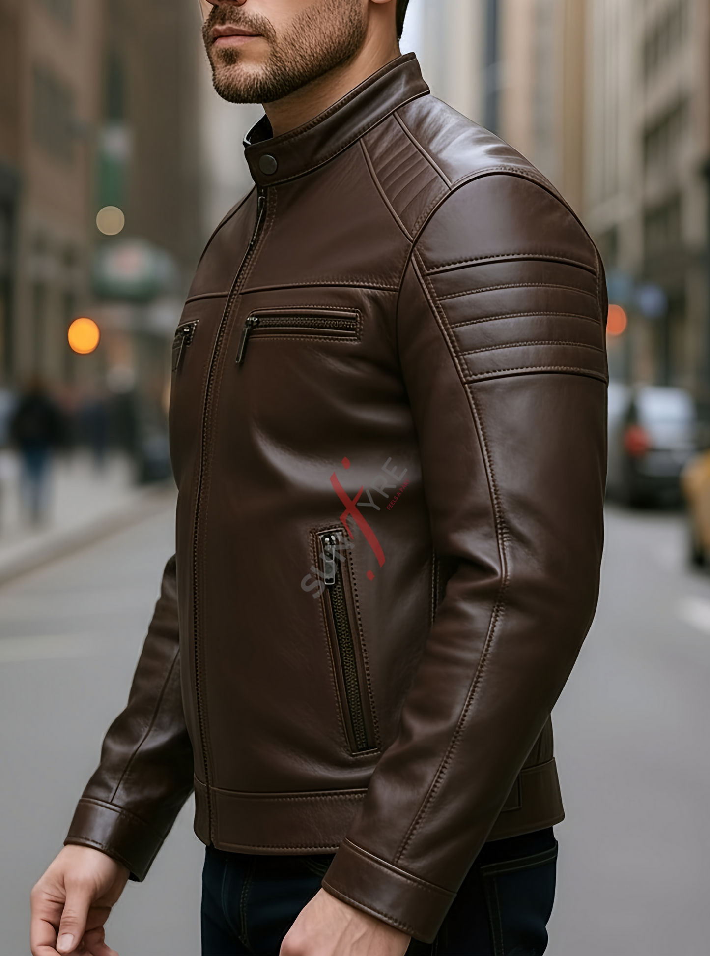 Austin Dark Brown Cafe Racer Leather Jacket For Men (SF142)