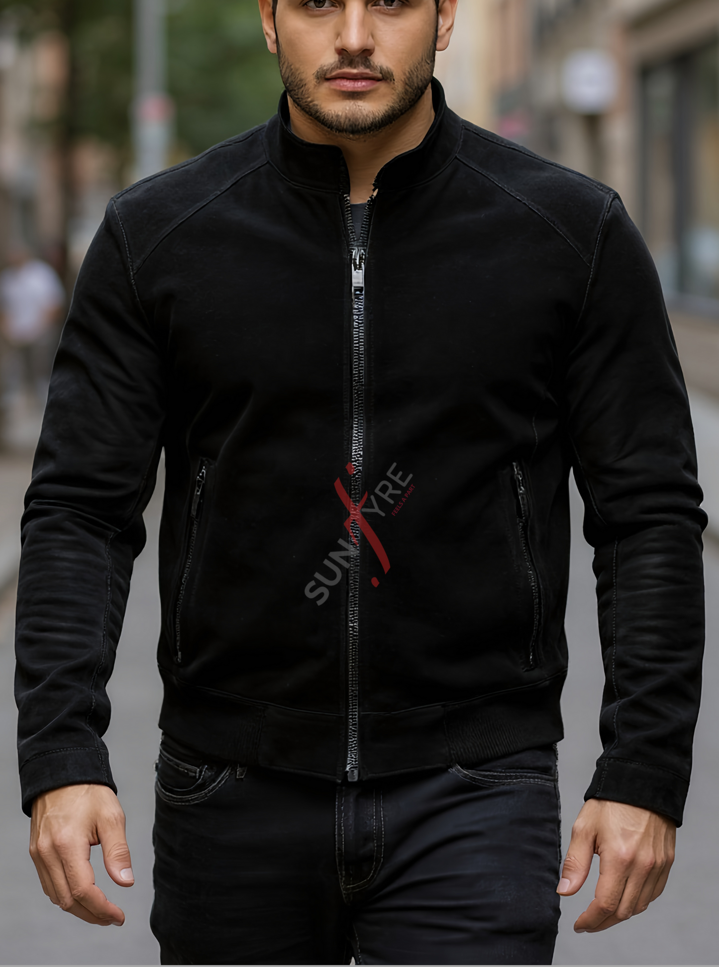 Ethan Black Bomber Leather Jacket For Men (SF540)