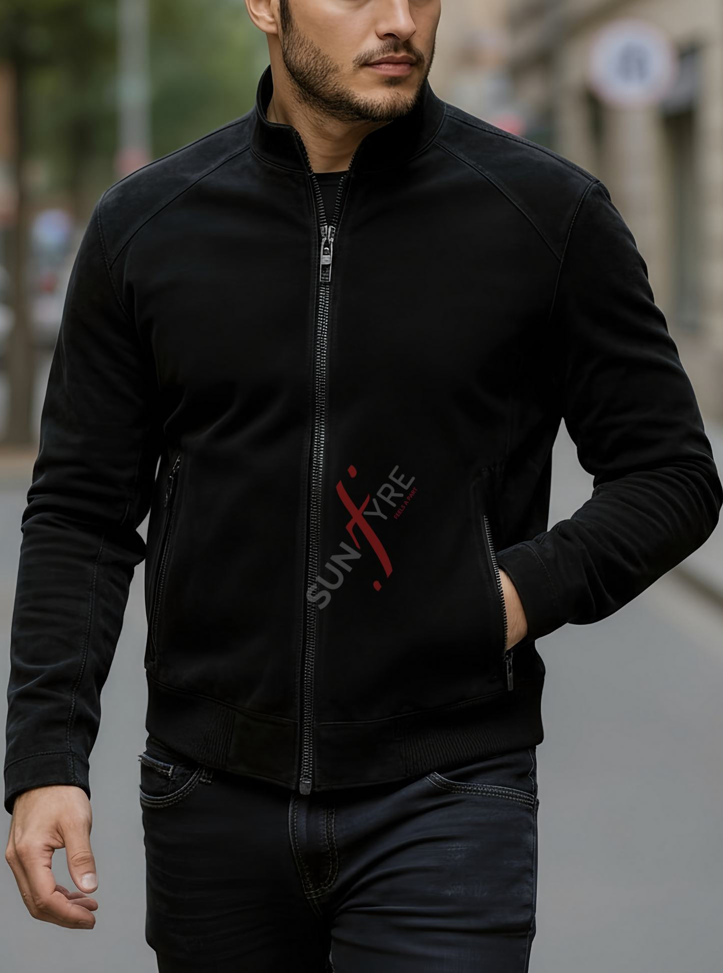Ethan Black Bomber Leather Jacket For Men (SF540)