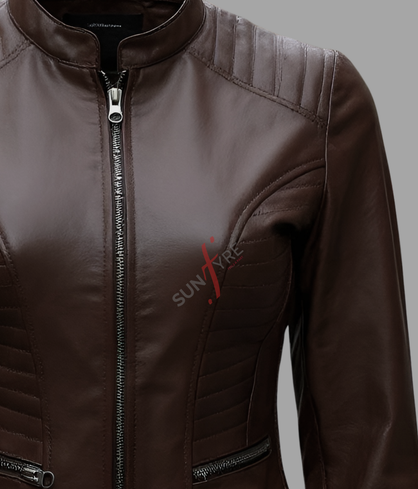 Quilted Brown Leather Jacket For Women Original Sheepskin