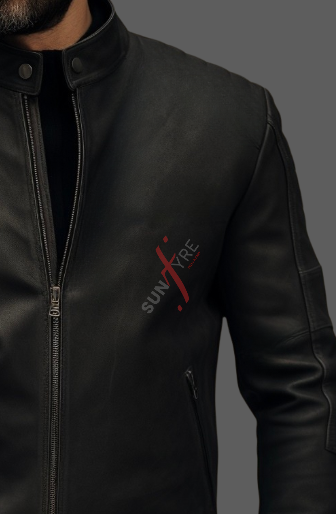 Matt Black Cafe Racer Leather Jacket For Men Sheepskin (SF624)