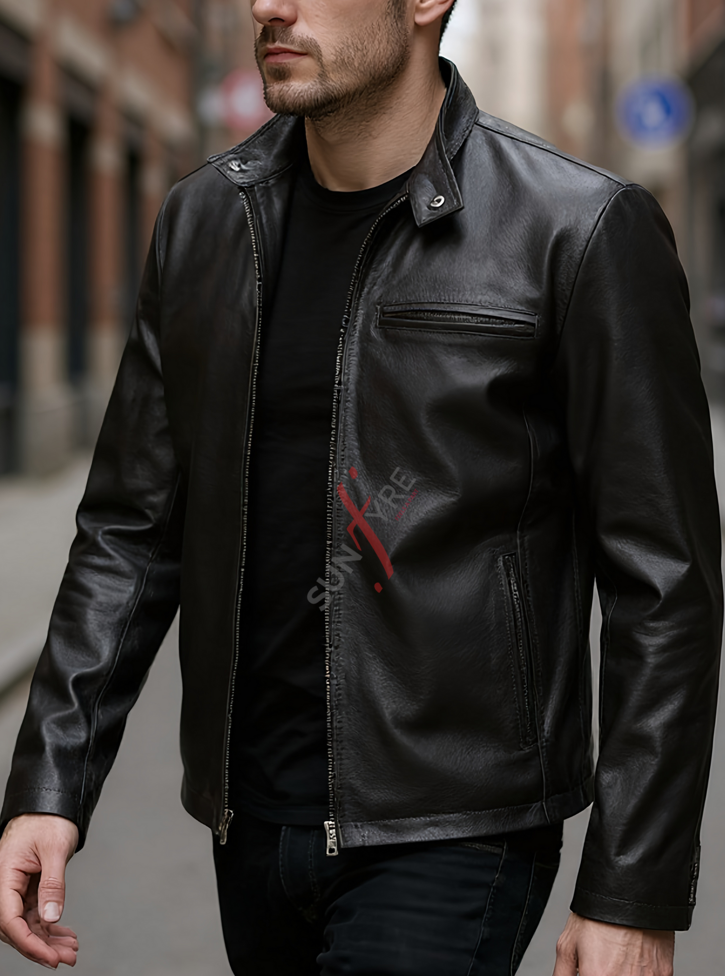 Viktor Black Racer Leather Jacket For Men (SF572)