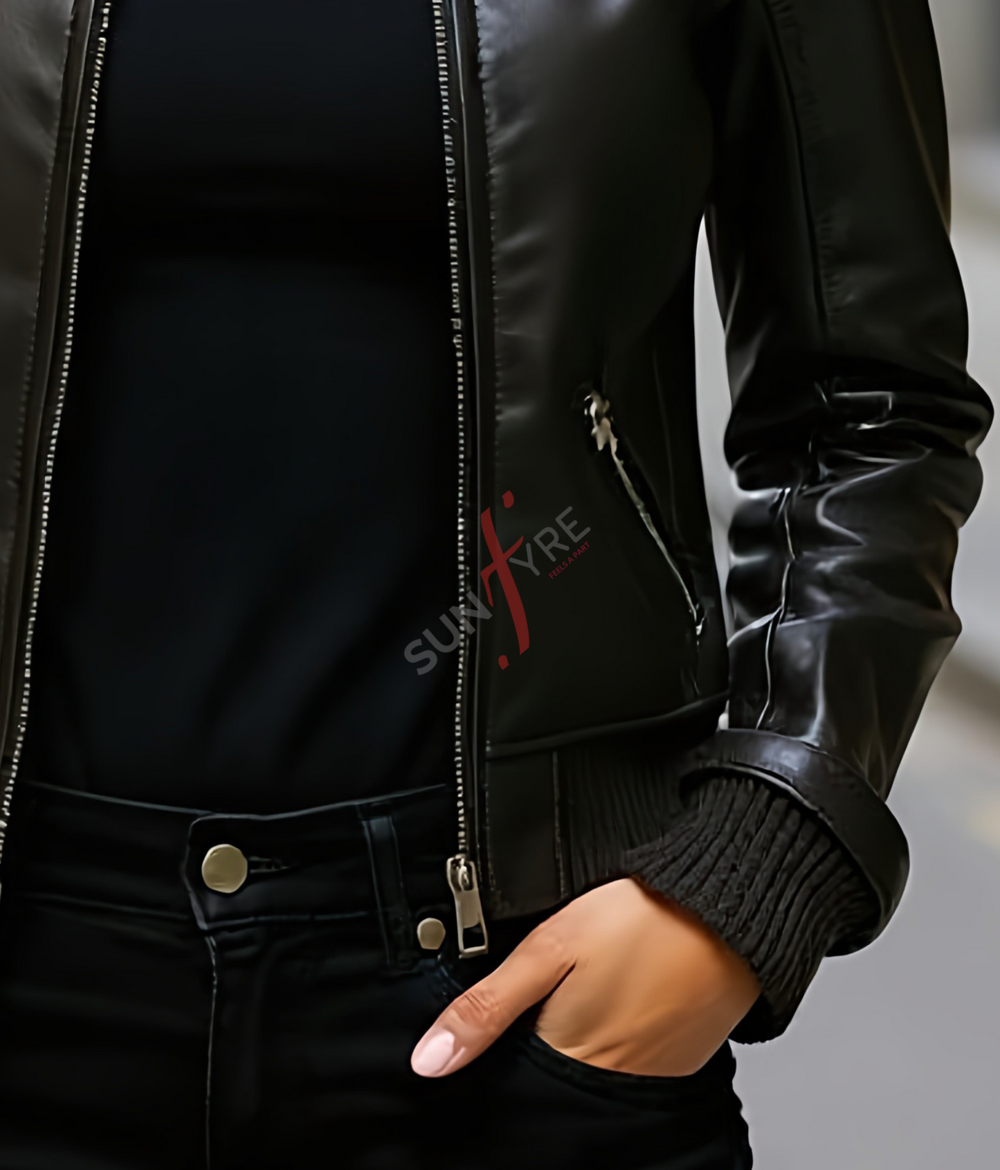 Short Bomber Leather Jacket For Women