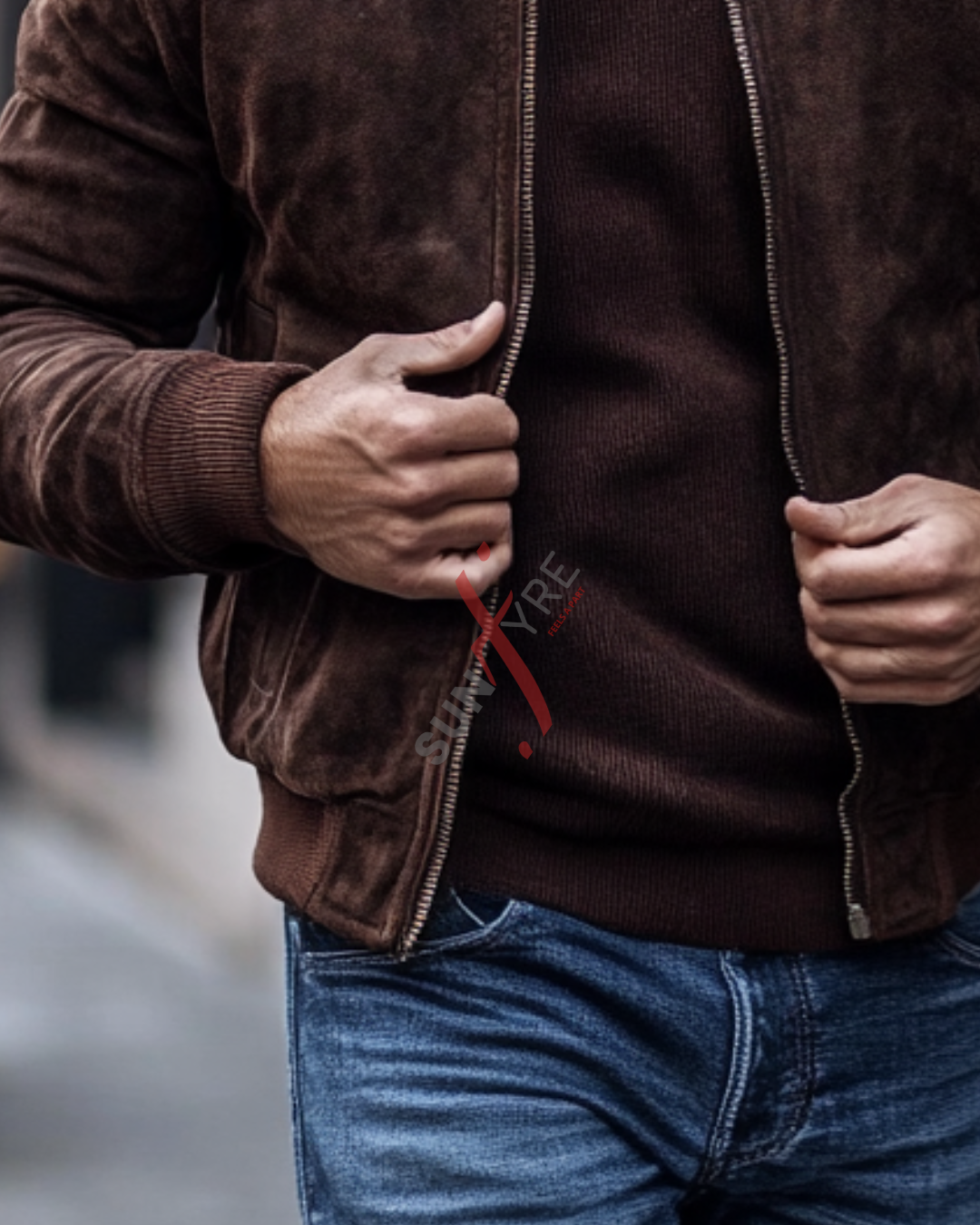Dark Brown Bomber Nubak Leather Jacket For Men (SF538)