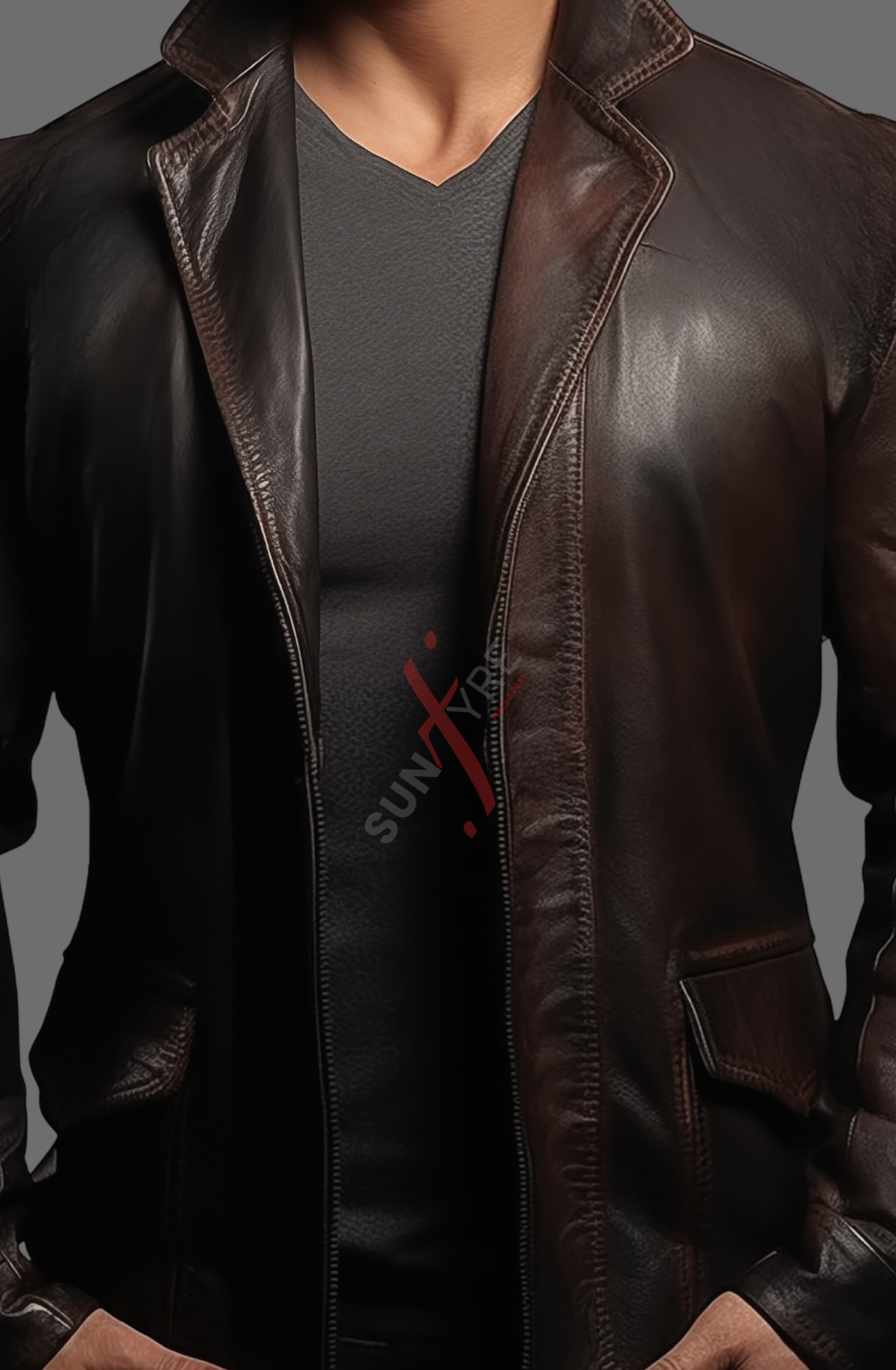 Distressed Brown Leather Blazer For Men Real Sheepskin (SF537)