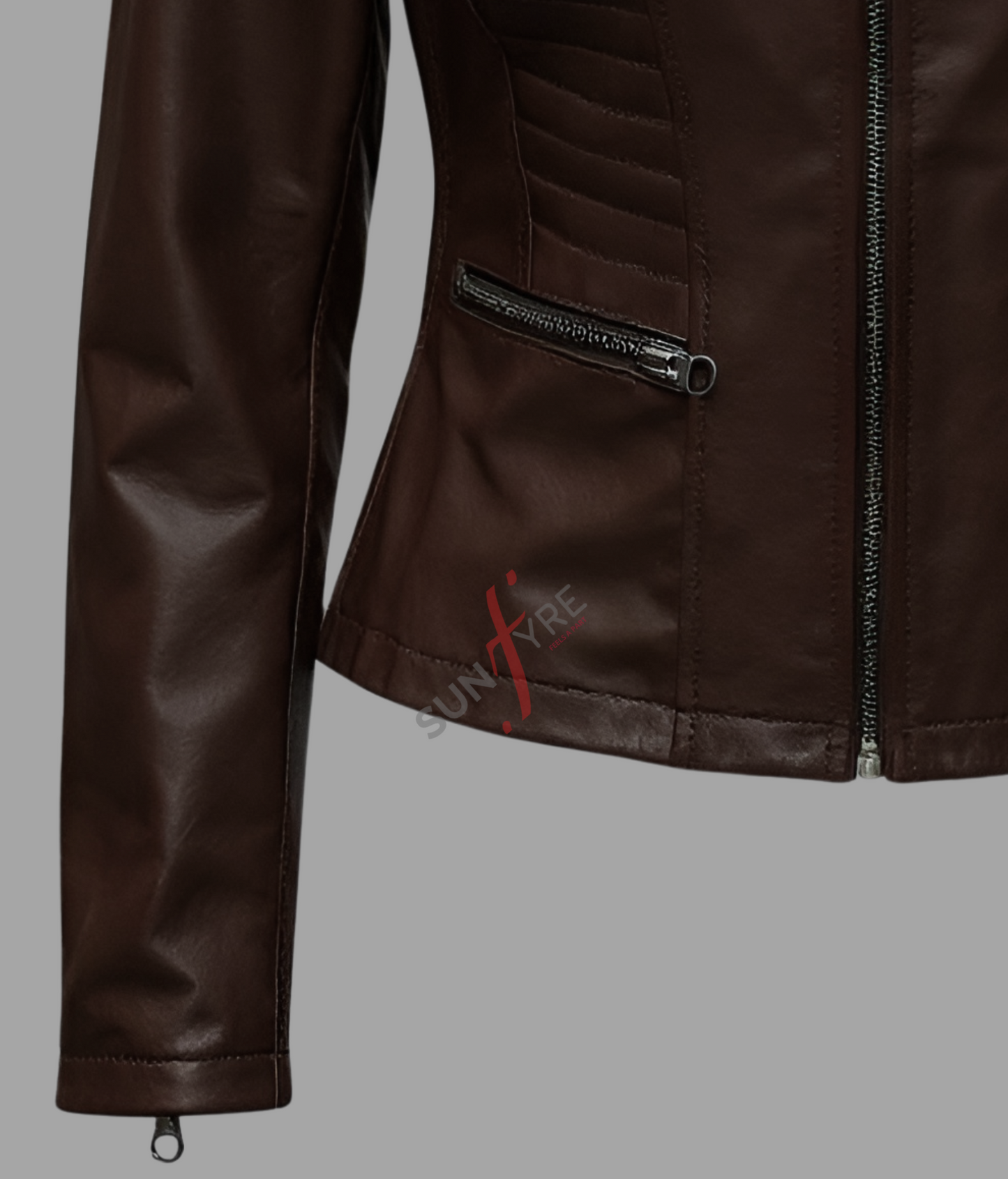 Quilted Brown Leather Jacket For Women