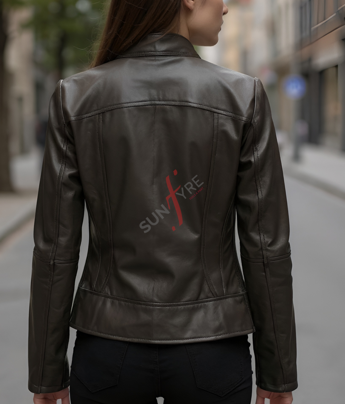 Chocolate Brown Racer Leather Jacket For Women Real Sheepskin (SF353)