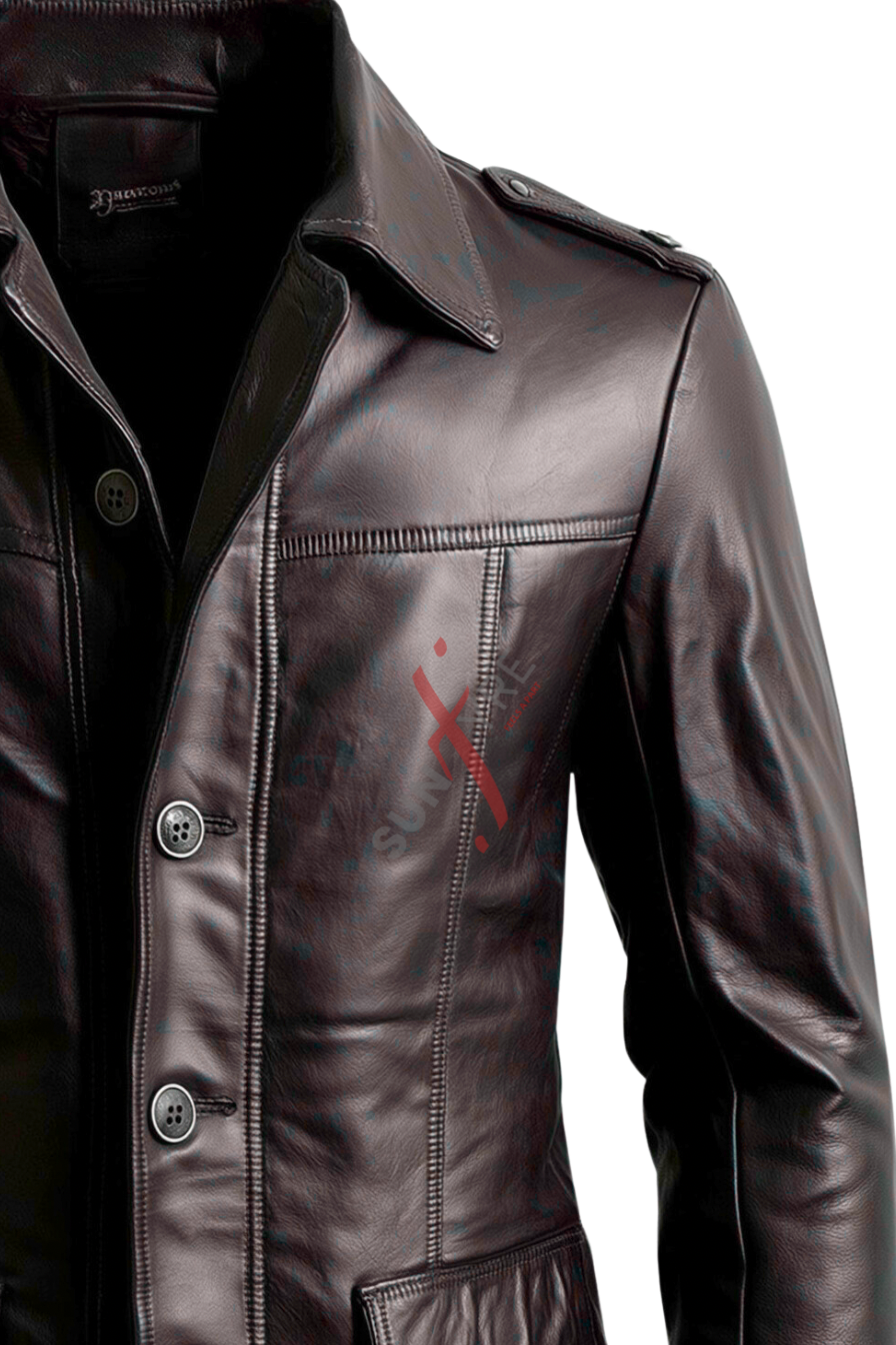 Brown Leather Coat For Men