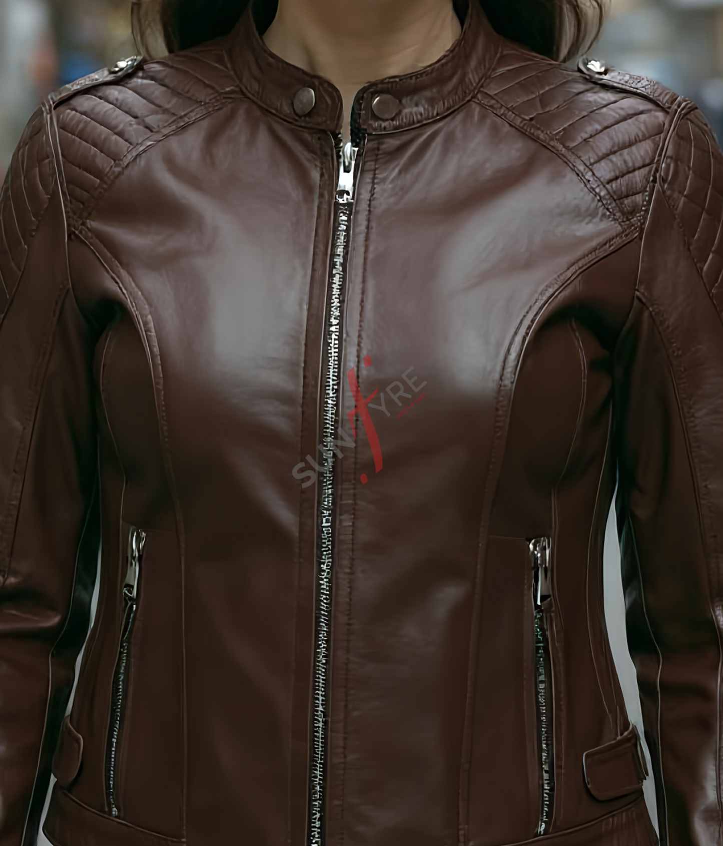 Brown Smart Fit Leather Jacket For Women (SF385)
