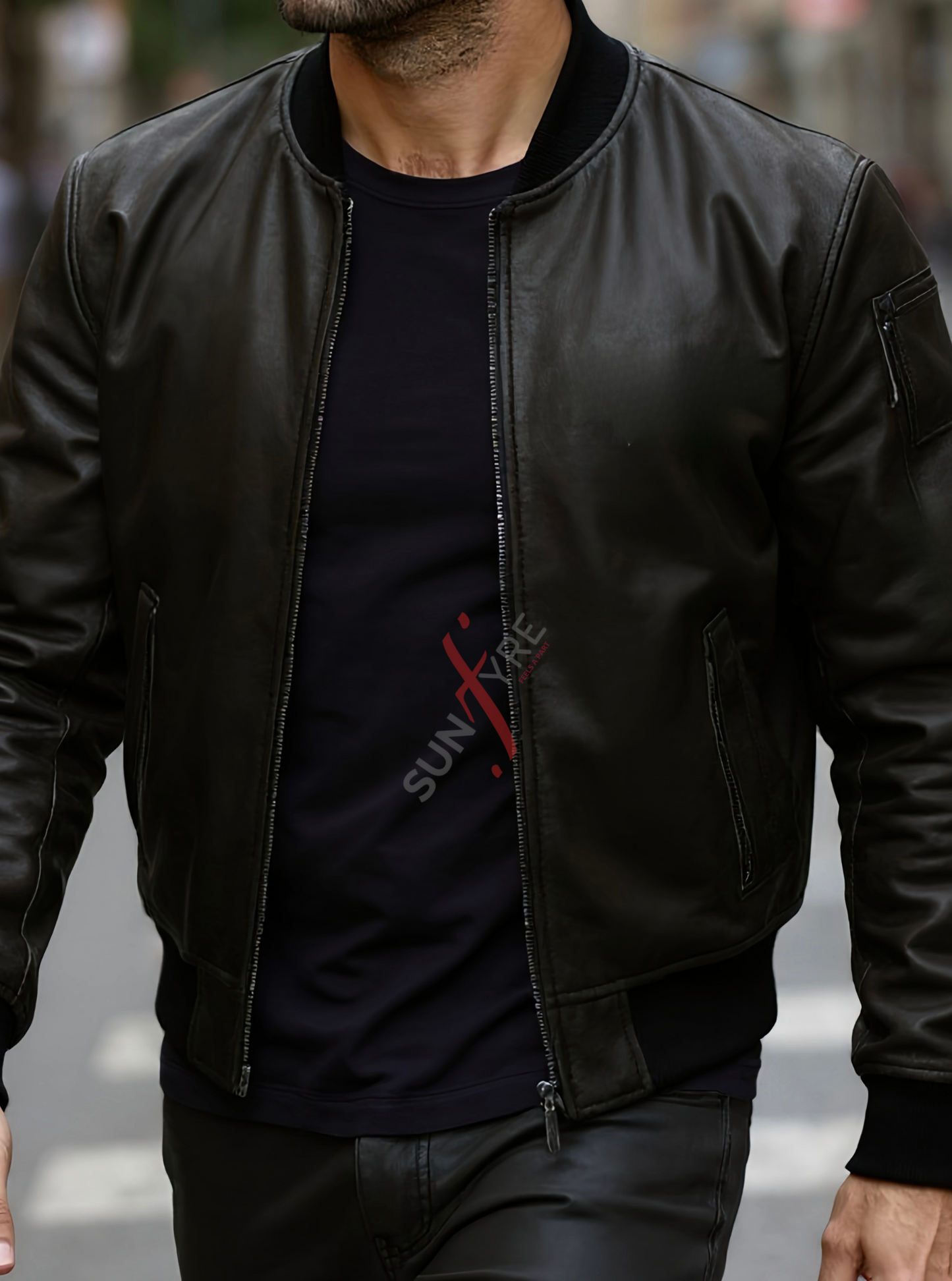 Daniel Matte Black Bomber Leather Jacket For Men (SF526)