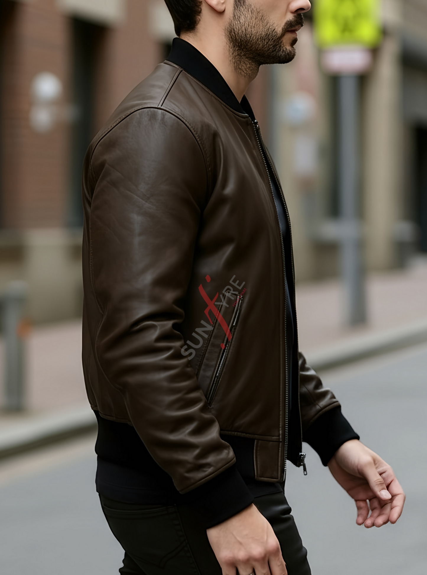 Daniel Coffee Brown Bomber Leather Jacket For Men (SF619)