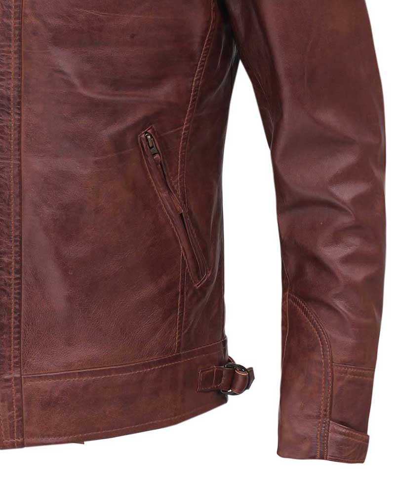 Brown Leather Biker Jacket For Men