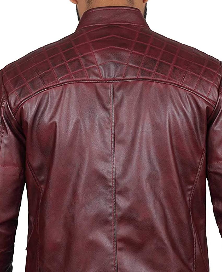 Burgundy Leather Biker Jacket