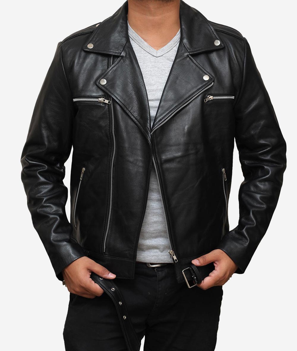 Black Motorcycle Leather Jacket For