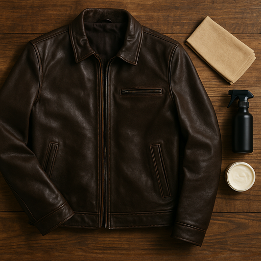 leather jacket with cleaning materials
