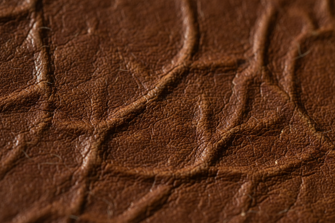 full grain leather skin in brown color