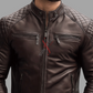 Real Sheepskin Cafe Racer Leather Biker Jacket For Men