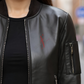 Bomber Leather Jacket For Women in Real Sheepskin