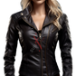 Real Sheepskin Asymmetrical Black Leather Jacket For Women