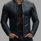 Real Lambskin Black Cafe Racer Leather Jacket For Men