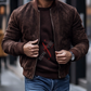 Dark Brown Bomber Nubak Leather Jacket For Men (SF538)