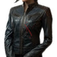 Navy blue women’s leather jacket 