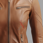 Cafe Racer Sheepskin Cognac Biker Leather Jacket For Women