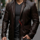 Distressed Brown Leather Blazer For Men Real Sheepskin (SF537)