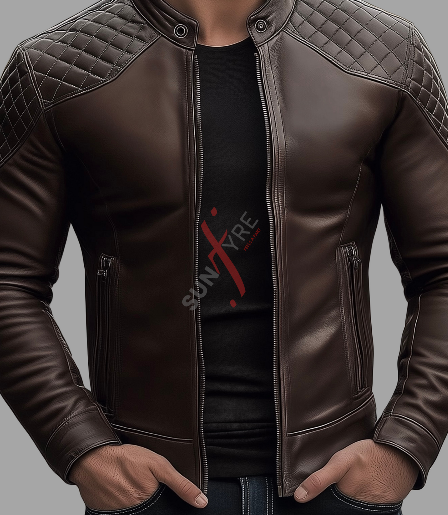 Cafe Racer Brown Leather Biker Jacket For Men