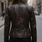 Racer Dark Brown Leather Jacket for Women 