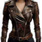 Brown Distressed Asymmetrical Sheepskin Leather Jacket For Women