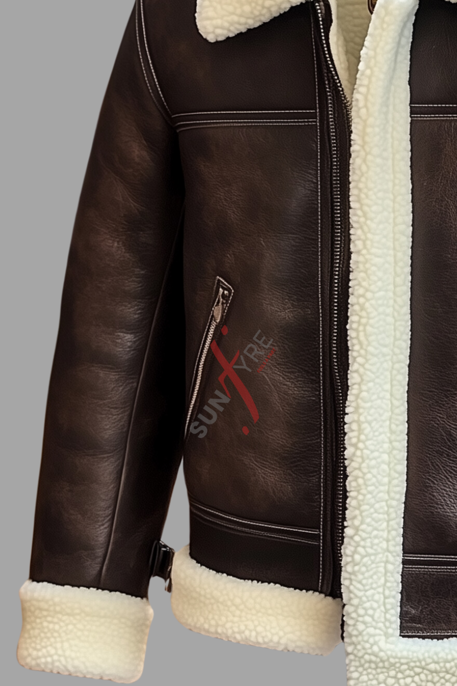 Brown Shearling Leather Jacket For men 