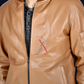Original Lambskin Cognac Bomber Leather Jacket For Men (SF699)